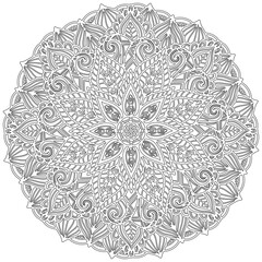 Colouring page 351, vector. Mandala 294, ethnic pattern, object isolated on white background.