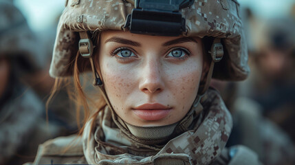 Female russian or ukrainian soldier 