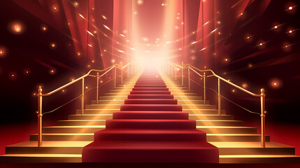 Red carpet staircase background, VIP entrance, night awards ceremony