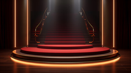 Red carpet staircase background, VIP entrance, night awards ceremony