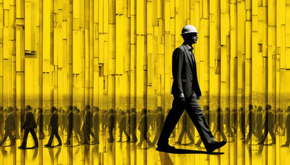 Colorful background and representation of workers visual for symbolic labor day design