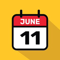 Calendar 11 June Vector illustration background design.