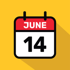 Calendar 14 June Vector illustration background design.