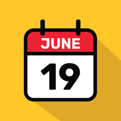 Calendar 19 June Vector illustration background design.