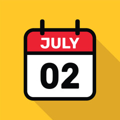 Calendar 02 July Vector illustration background design.