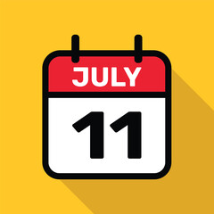 Calendar 11 July Vector illustration background design.