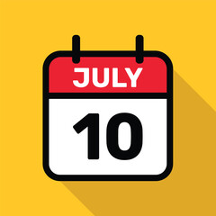 Fototapeta premium Calendar 10 July Vector illustration background design.