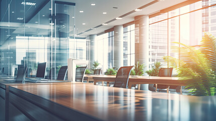 Beautiful blurred background of a light modern office interior