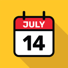 Calendar 14 July Vector illustration background design.