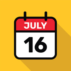 Calendar 16 July Vector illustration background design.
