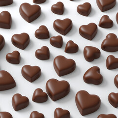 Fototapeta premium Chocolate Heart. Realistic dark chocolate candy. Concept of Love, Happy Valentine's Day, Gift, Holiday Decoration, Dessert, Yummy. Icon isolated on white grey.