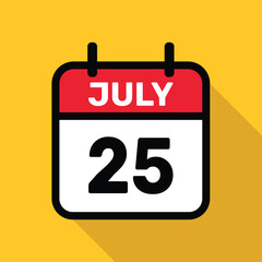 Calendar 25 July Vector illustration background design.