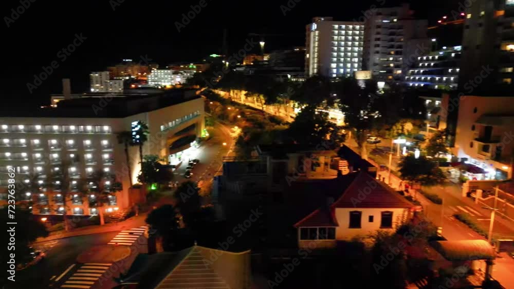 Canvas Prints Madeira, Portugal - September 2, 2022: Aerial view of Funchal and city homes at night