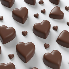 Obraz premium Chocolate Heart. Realistic dark chocolate candy. Concept of Love, Happy Valentine's Day, Gift, Holiday Decoration, Dessert, Yummy. Icon isolated on white grey.