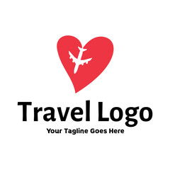 Travel Love Logo, Editable Vector Logo Template Vector. Love Trip Travel Logo Design Template