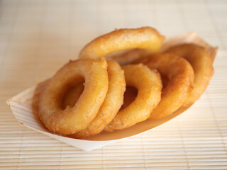 Fried Calamari Rings in Paper Bowl
