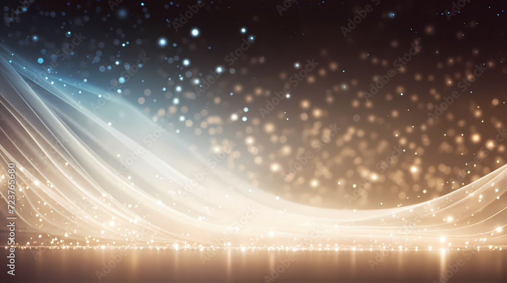 Wall mural featuring stunning soft bokeh lights and shiny elements. abstract festive and new year background