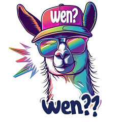 Llama Wen sticker on white background