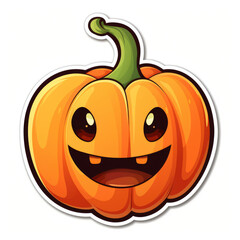 Cute pumpkin face wihte isolated background