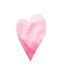 Illustration of a hand drawn watercolor pink heart