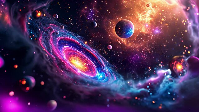 As the galaxy spins the music of the cosmos comes to life with instruments and notes pulsating in perfect synchronicity in this galactic music exploration.