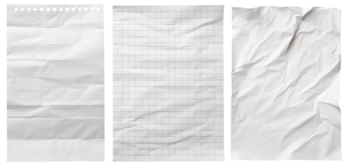 Collection of paper pieces isolated on transparent background. Generative AI