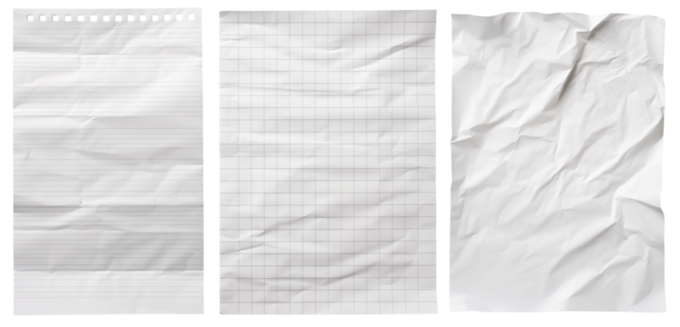 Collection of paper pieces isolated on transparent background. Generative AI