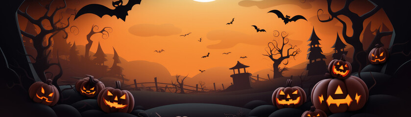 Fototapeta premium Dark halloween banner illustration