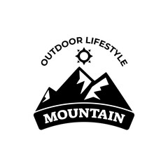 Fototapeta na wymiar Adventure and outdoor vintage logo template, badge or emblem style. Mountain logo vector design template.