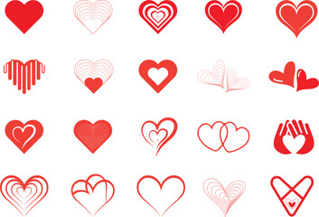 Collection of vector heart , Love heart icon set, love heart variations