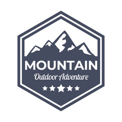 Adventure and outdoor vintage logo template, badge or emblem style. Mountain logo vector design template.