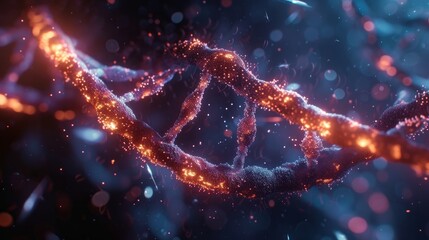 Abstract glowing DNA background