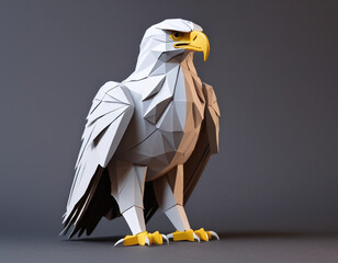 paper craft, paper art, origami eagle, eagles wild animal flying isolated in bright clean background