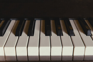 Piano keys close up image