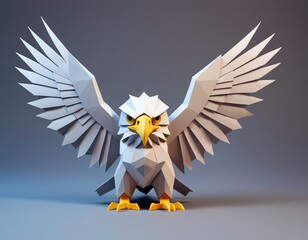 paper craft, paper art, origami eagle, eagles wild animal flying isolated in bright clean background