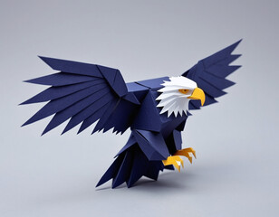 paper craft, paper art, origami eagle, eagles wild animal flying isolated in bright clean background