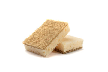 Natural Sponge Isolated, Eco Brown Sponges, Eco Friendly Hygiene Accessory, Scotch Brite Dishwasher