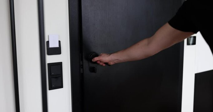 Closing door lock using hotel magnetic key card