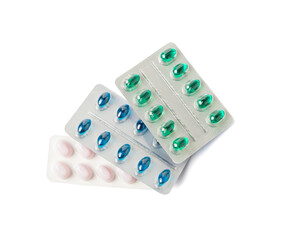 Color Pill Capsules Isolated, Analgesic Pile, Painkiller Drugs Mix, Sedative Pills Group, Medicine Gel Capsules