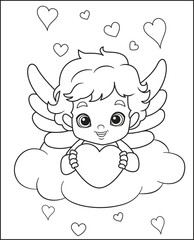 cupid angel valentine heart coloring book for children