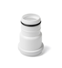 White PVC Fitting, Plastic Plumbing Pipe Isolated, Water Tube Connector, Plumber Equipment, Drain Pipe Part