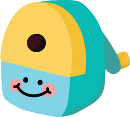 pencil sharpener cartoon drawing with smile.