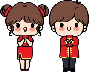 Chinese New Year boy and girl character