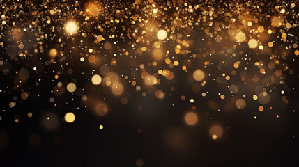 Dark background with sparkling gold holiday garland magic