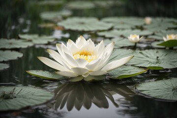 A white lotus in a pond