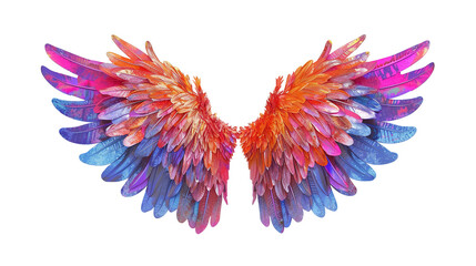 colorful angel wings isolated - obrazy, fototapety, plakaty