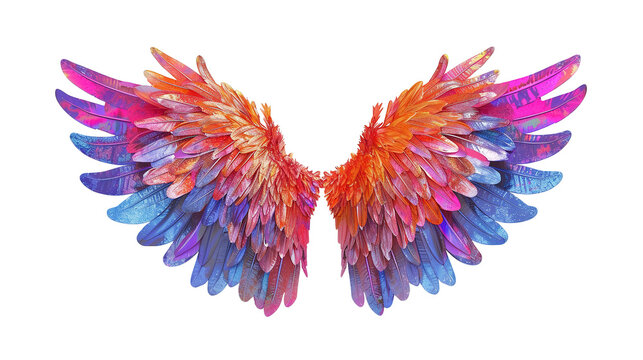 colorful angel wings isolated