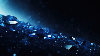 Elegant geometric shapes empty podium background with navy blue spotlight