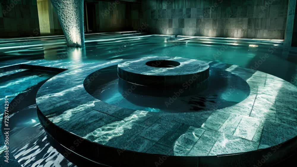 Poster the pools deep blue color acts as a powerful visual aid, helping to focus and guide meditators into 