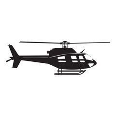 Fototapeta na wymiar Black isolated silhouette of helicopter on white background. 
